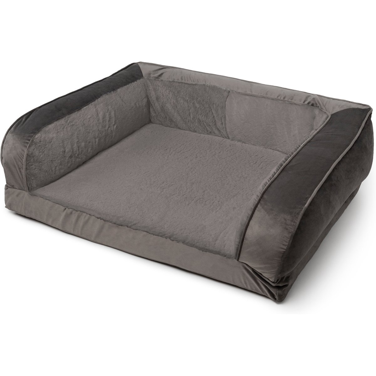 Sherry Kline Pet Collection Fur Velvet Couch Dog Bed, Grey/Grey, 20 x 26 x 6-in