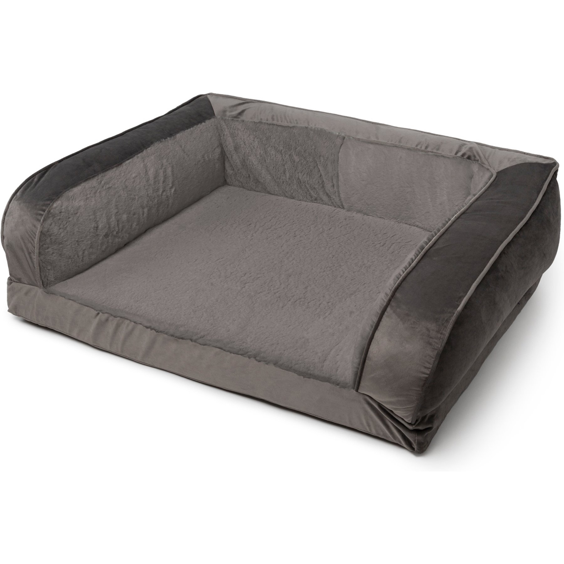 Sherry Kline Pet Collection Fur Velvet Couch Dog Bed, Grey/Grey, 20 x 26 x 6-in
