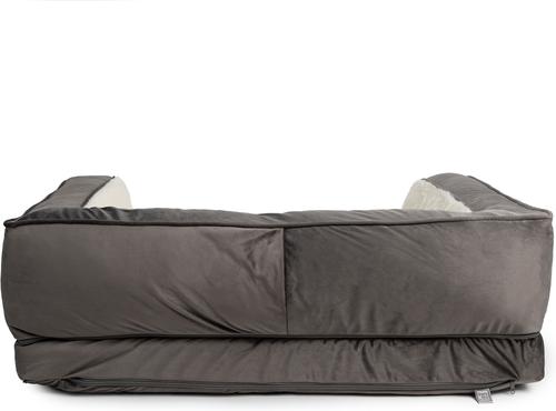 Show full view: Sherry Kline Pet Collection Fur Velvet Couch Dog Bed, Grey/Natural, 20 x 26 x 6-in slide 3 of 3