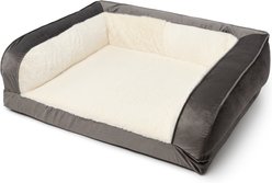 Sherry Kline Pet Collection Fur Velvet Couch Dog Bed, Grey/Natural, 20 x 26 x 6-in