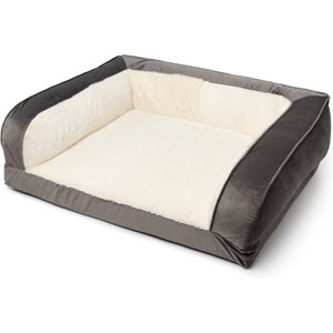 Sherry Kline Pet Collection Fur Velvet Couch Dog Bed, Grey/Natural, 26 x 36 x 8-in