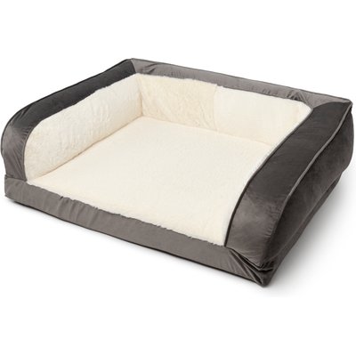 Sherry Kline Pet Collection Sherry Kline Pet Collection Fur Velvet Couch Dog Bed, Grey/Natural, 20 x 26 x 6-in