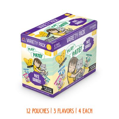 Show full view: BFF Paté Lovers, Aw Yeah! Paté Soiree! Variety Pack Grain-Free Wet Cat Food, 2.8-oz pouch, case of 12 slide 3 of 11