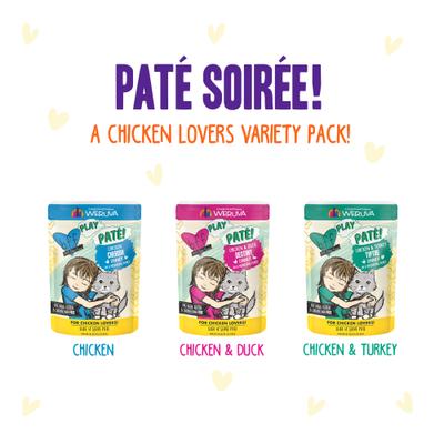 Show full view: BFF Paté Lovers, Aw Yeah! Paté Soiree! Variety Pack Grain-Free Wet Cat Food, 2.8-oz pouch, case of 12 slide 4 of 11