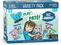 BFF Paté Lovers, Aw Yeah! Paté Jamboree! Variety Pack Grain-Free Wet Cat Food, 2.8-oz pouch, case of 12