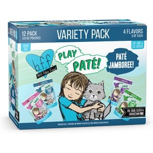 BFF Paté Lovers, Aw Yeah! Paté Jamboree! Variety Pack Grain-Free Wet Cat Food, 2.8-oz pouch, case of 12