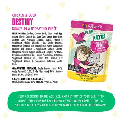Show full view: BFF Play Pate Lovers Chicken & Duck Destiny Wet Cat Food, 3-oz pouch, pack of 12 slide 6 of 13