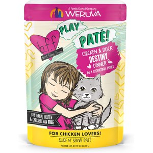 BFF Play Pate Lovers Chicken & Duck Destiny Wet Cat Food, 3-oz pouch, pack of 12