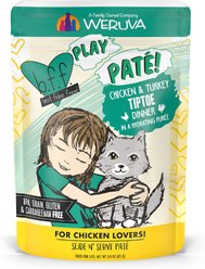 BFF Play Pate Lovers Chicken & Turkey Tiptoe Wet Cat Food, 3-oz pouch, pack of 12