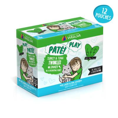 Show full view: BFF Play Pate Lovers Turkey & Tuna Twinkles Wet Cat Food, 3-oz pouch, pack of 12 slide 4 of 11