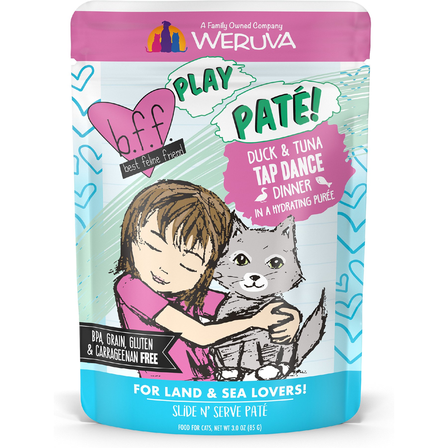 BFF Play Pate Lovers Duck & Tuna Tap Dance Wet Cat Food, 3-oz pouch, pack of 12