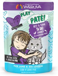 BFF Play Pate Lovers Beef & Tuna Ta Da Wet Cat Food, 3-oz pouch, pack of 12