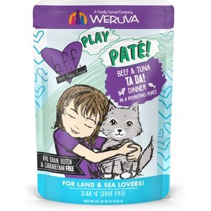 BFF Play Pate Lovers Beef & Tuna Ta Da Wet Cat Food, 3-oz pouch, pack of 12