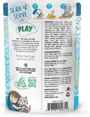 Show full view: BFF Play Pate Lovers Chicken & Tuna Tubular Wet Cat Food, 3-oz pouch, pack of 12 slide 3 of 12