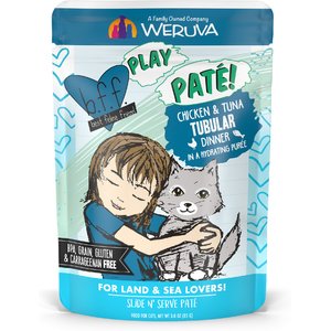 BFF Play Pate Lovers Chicken & Tuna Tubular Wet Cat Food, 3-oz pouch, pack of 12
