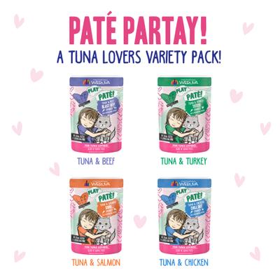 Show full view: BFF Play Pate Lovers Pate Partay Variety Pack Wet Cat Food, 3-oz pouch, pack of 12 slide 4 of 12