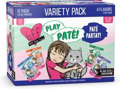 BFF Play Pate Lovers Pate Partay Variety Pack Wet Cat Food, 3-oz pouch, pack of 12