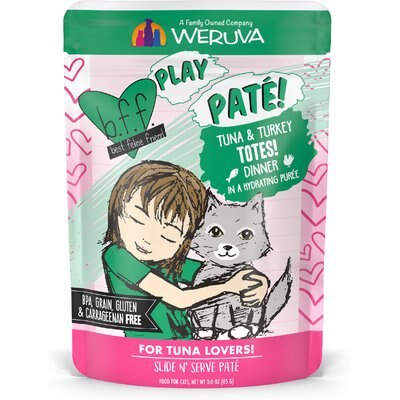 BFF BFF Play Pate Lovers Tuna & Turkey Totes Wet Cat Food, 3-oz pouch, pack of 12