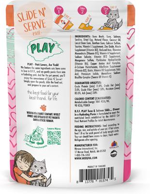 Show full view: BFF Play Pate Lovers Tuna & Salmon Shhh Wet Cat Food, 3-oz pouch, pack of 12 slide 4 of 13