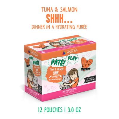 Show full view: BFF Play Pate Lovers Tuna & Salmon Shhh Wet Cat Food, 3-oz pouch, pack of 12 slide 3 of 13