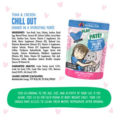 Show full view: BFF Play Pate Lovers Tuna & Chicken Chill Out Wet Cat Food, 3-oz pouch, pack of 12 slide 6 of 13