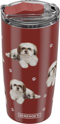 E&S PETS Shih Tzu Black Lovers Insulated Stainless Steel Travel Mug, 20-oz, Teal