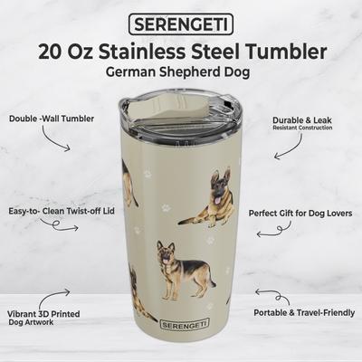 Show full view: E&S PETS German Shepherd Lovers Insulated Stainless Steel Travel Mug, 20-oz, Gray slide 2 of 5