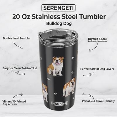 Show full view: E&S PETS Bulldog Lovers Insulated Stainless Steel Travel Mug, 20-oz, Black slide 2 of 5