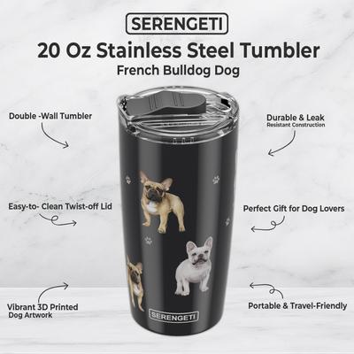 Show full view: E&S PETS French Bulldog Lovers Insulated Stainless Steel Travel Mug, 20-oz, Black slide 2 of 5