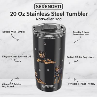 Show full view: E&S PETS Rottweiler Lovers Insulated Stainless Steel Travel Mug, 20-oz, Black slide 2 of 5