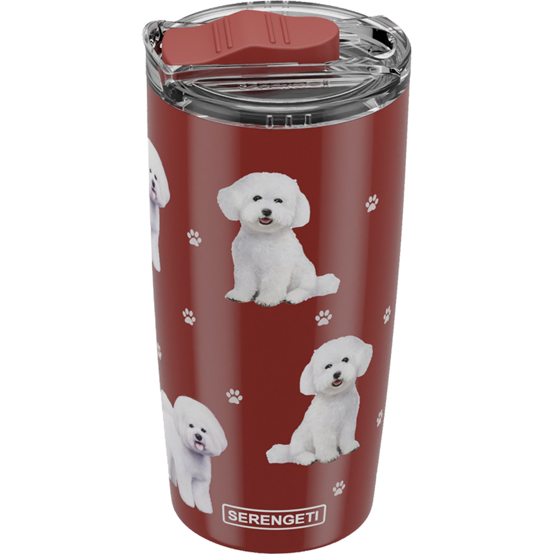 E&S PETS Bichon Frise Lovers Insulated Stainless Steel Travel Mug, 20-oz, Red
