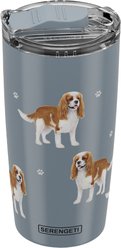E&S PETS King Charles Cavalier Lovers Insulated Stainless Steel Travel Mug, 20-oz, Light Blue