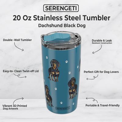 Show full view: E&S PETS Dachshund Black Lovers Insulated Stainless Steel Travel Mug, 20-oz, Yellow slide 2 of 5