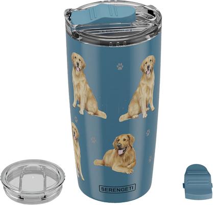 Show full view: E&S PETS Golden Retriever Stainless Steel Tumbler, 40-oz, Blue slide 4 of 5