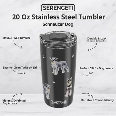 Show full view: E&S PETS Schnauzer Lovers Insulated Stainless Steel Travel Mug, 20-oz, Black slide 2 of 5