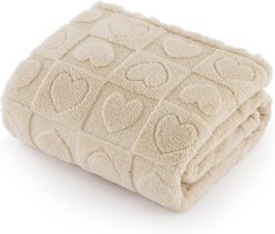 Bedsure Washable Fleece Dog & Cat Blanket, White Heart, Medium
