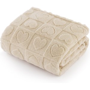 Bedsure Washable Fleece Dog & Cat Blanket, White Heart, Medium