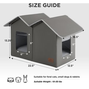 Bedsure Outdoor Extra Wide Unheated Cat House, Grey, 22.5x12.5x13.25inches