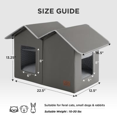 Show full view: Bedsure Outdoor Extra Wide Unheated Cat House, Grey, 22.5x12.5x13.25inches slide 6 of 10