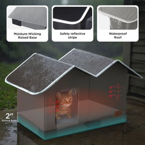 Bedsure Outdoor Extra Wide Unheated Cat House, Grey, 22.5x12.5x13.25inches
