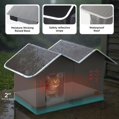 Show full view: Bedsure Outdoor Extra Wide Unheated Cat House, Grey, 22.5x12.5x13.25inches slide 4 of 10