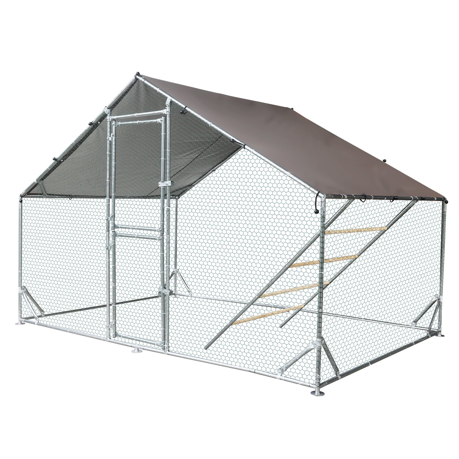 Aivituvin Metal Chicken Run with Weather-Resistant Roof Cover, Large: 118-in