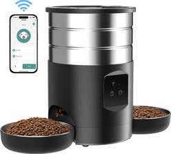 VIVIPAL Dual-Bowl Stainless Steel WiFi Smart Dog & Cat Feeder, 4.5-L