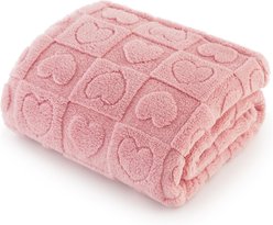 Bedsure Washable Fleece Dog & Cat Blanket, Pink Heart, Medium