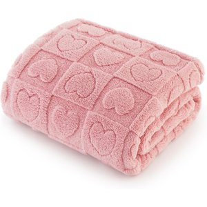 Bedsure Washable Fleece Dog & Cat Blanket, Pink Heart, Medium