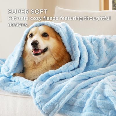 Show full view: Bedsure Washable Fleece Dog & Cat Blanket, Blue, Medium slide 3 of 10