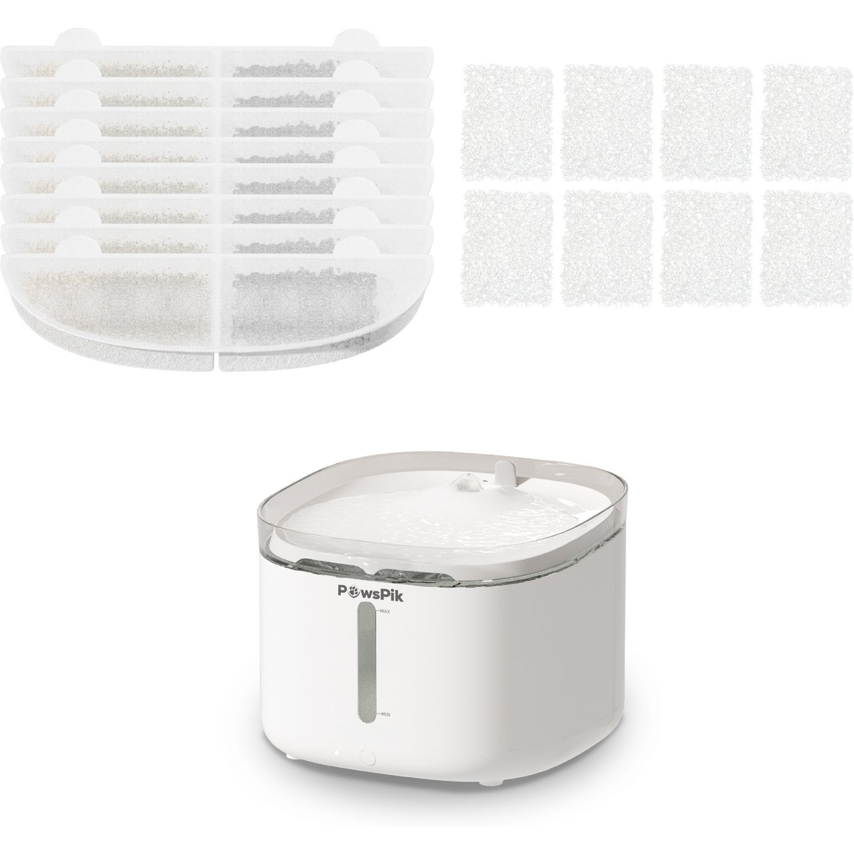 PawsPik NOVA-01 Wireless Rechargeable Dog & Cat Water Fountain Replacement Filters, 8 count