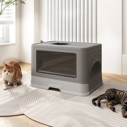 Wooflex Enclosed Cat Litter Box with Lid Cover & Litter Scoop, Large: 19 x 15 x 15-in, Gray slide 2 of 7