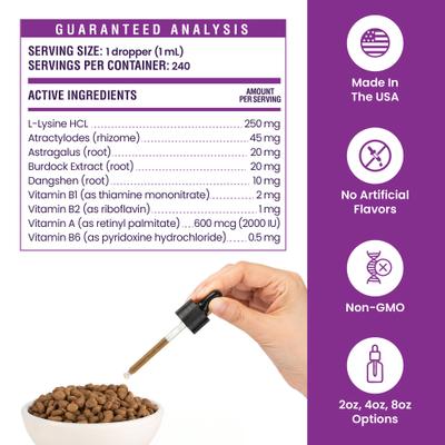 Show full view: Special Breed L-Lysine Immune Support Chicken Flavored Liquid Cat Supplement, 8-fl oz bottle slide 9 of 9