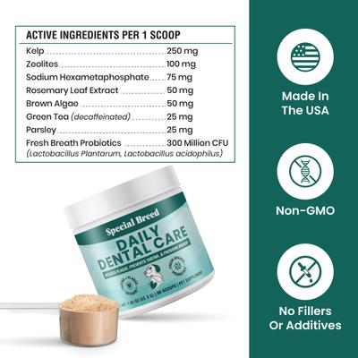 Show full view: Special Breed Daily Dental Care Powdered Dog Dental Supplement, 1.85-oz jar slide 6 of 9